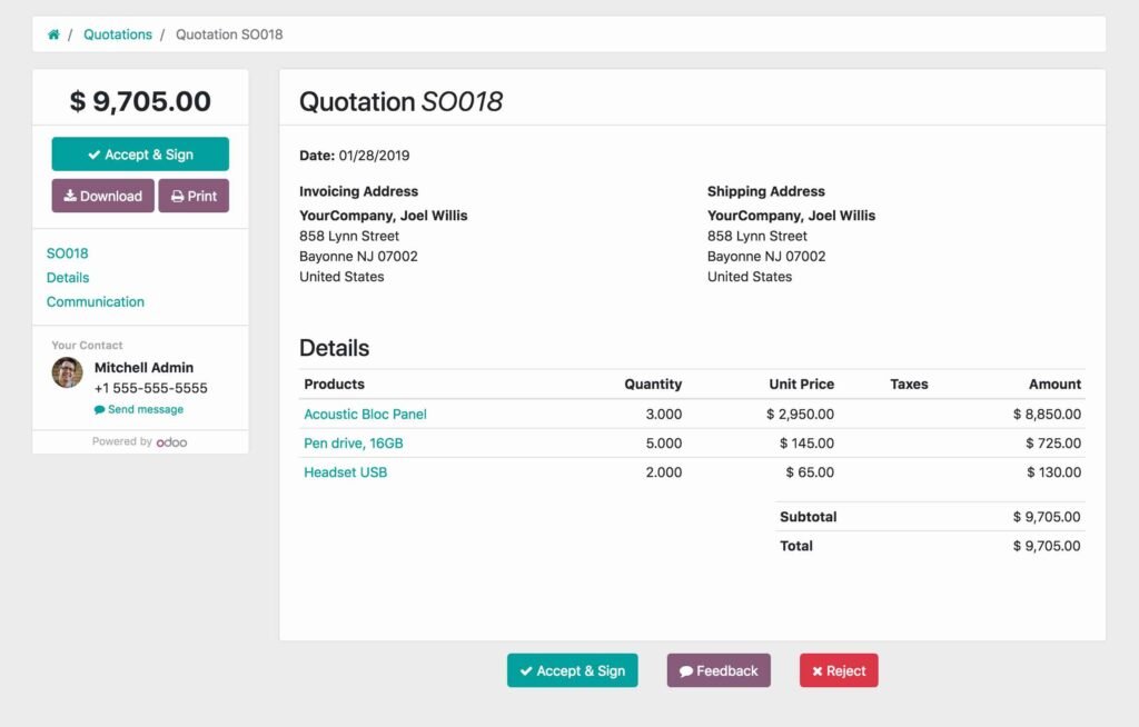 odoo sales software oodu implementers