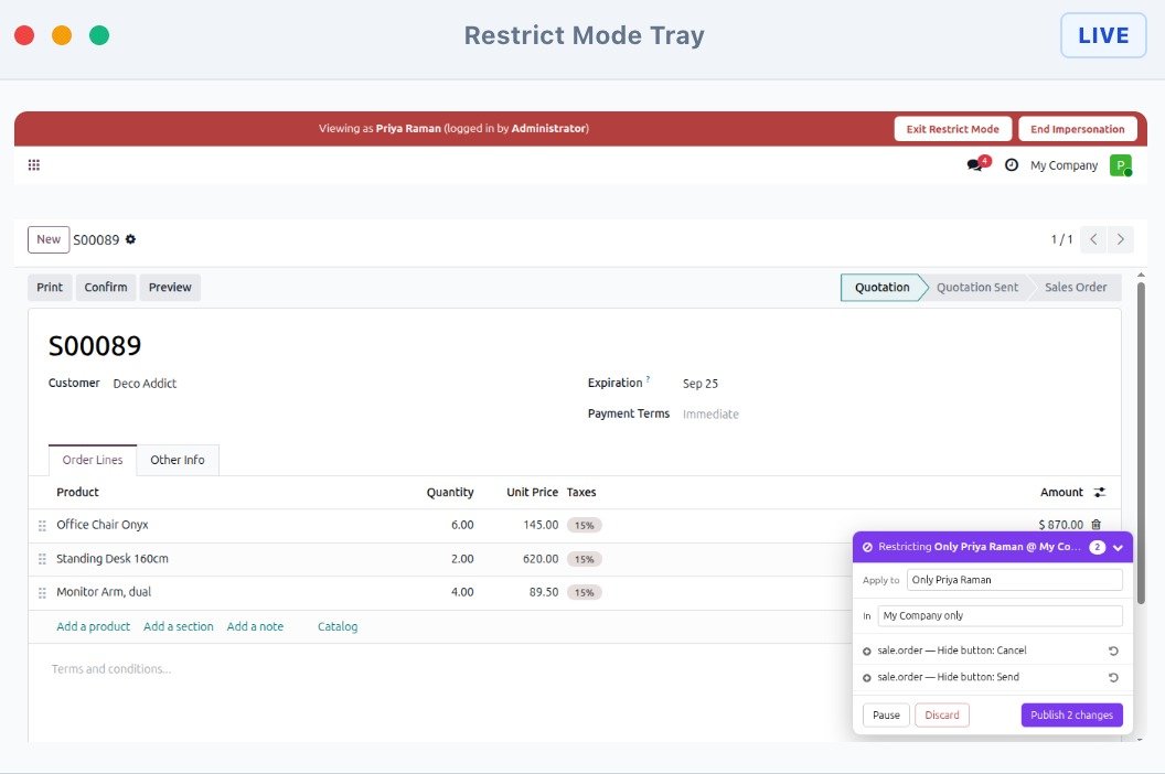 User Access Rights Pro Restrict Mode
